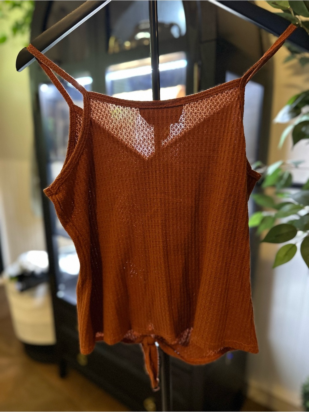 Say Anything Rust Tie-Front Button Cami Tank - Picture 2 of 3